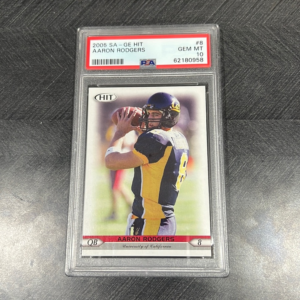 Aaron Rodgers 2005 SA-GE Hit #8 GRADED PSA GEM MINT 10 ROOKIE RC PACKERS